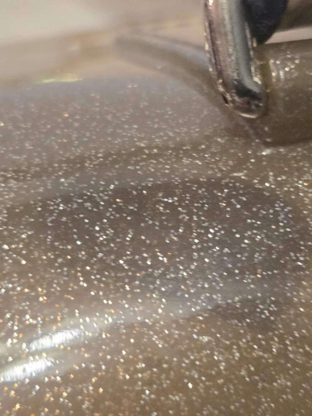 Glitter Dome Satchel in Taupe with Snake-Print Trim
